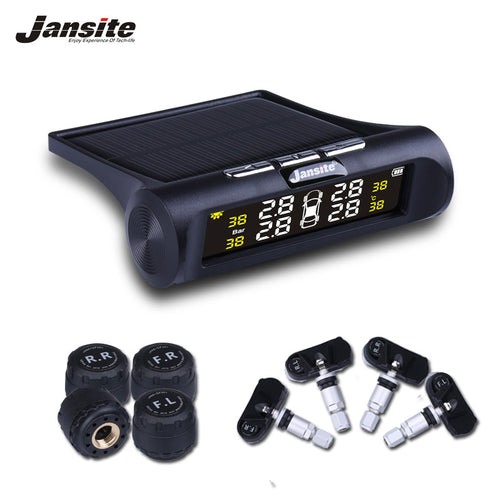 Jansite Smart Car TPMS Tyre Pressure Monitoring System Solar Power Digital LCD Display Auto Security Alarm Systems Tyre Pressure